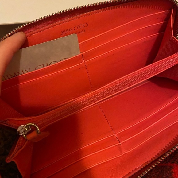 Jimmy Choo Star Wallet Pink/Red with Rhinestones & Original Packaging - Picture 2 of 12